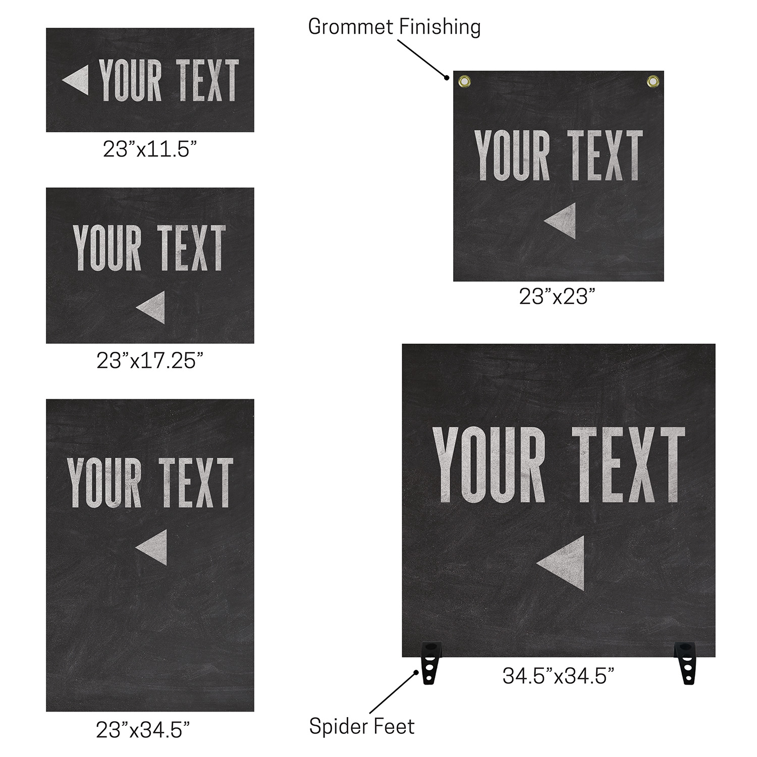 Rigid Signs, Directional, Black White Directional, 23 x 17.25 2