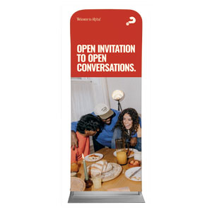 Alpha Open Invitation 2'7" x 6'7" Sleeve Banners