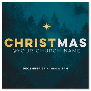 Christmas Teal Trees 3.75" x 3.75" Square InviteCards