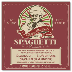 Spaghetti Dinner 3.75" x 3.75" Square InviteCards